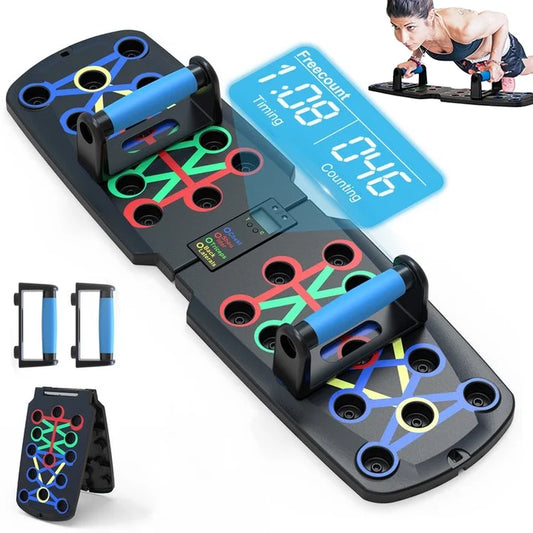 Push up Board with Automatic Count, Portable Multi-Function Foldable 10 in 1 Push up Bar, Push up Handles for Floor,Professional Push up Strength Training Equipment with Timer