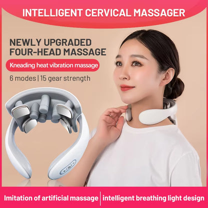 Neck Massage Instrument Intelligent Electric Rechargeable Heating Hot Pressing Magnetic Pulse Neck Massage Instrument